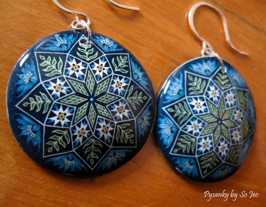 Blue Jacob's Ladder Earrings Pysanky By So Jeo